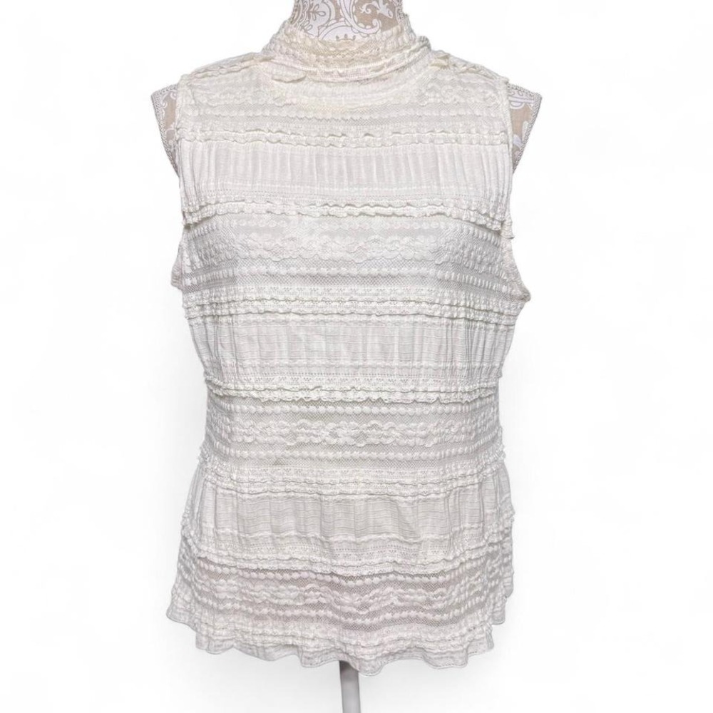 Ivory Lace Romantic Tank Top Chic Size XL Boho Classy Clean Girl Cottage Core